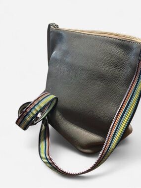 Consuela Leather Crossbody Bag with Multicolor Woven Strap